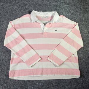 Vineyard Vines Womens Shirt Light Loose Large Collared Popover Top Pink White